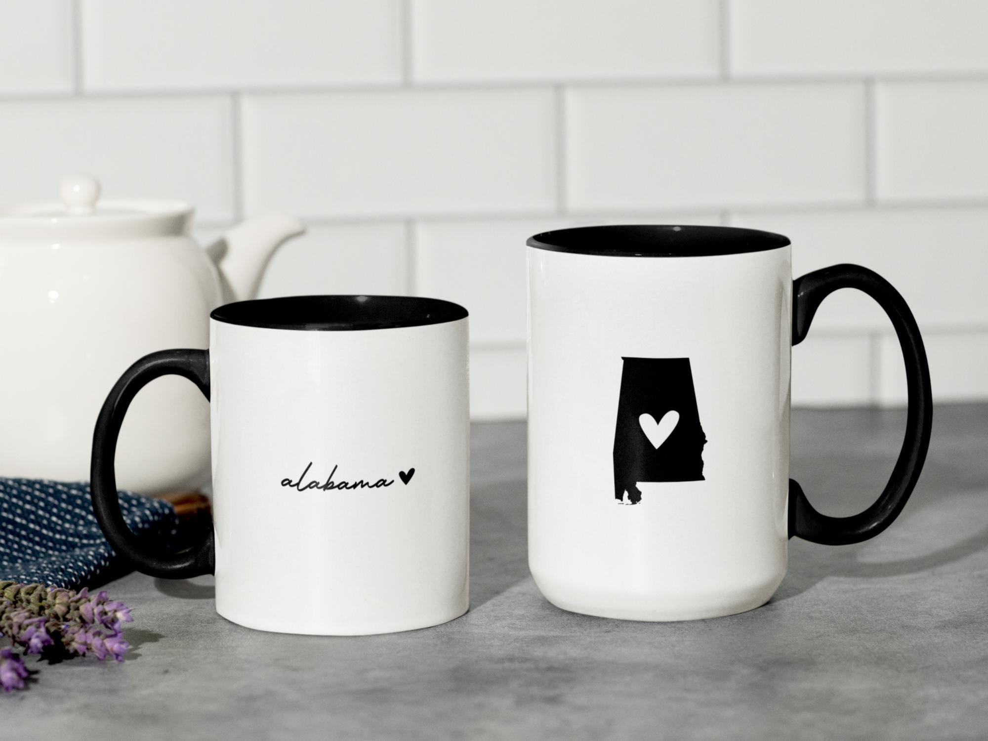 Alabama Black Accent Ceramic Coffee Mug: State Gift Souvenir 11oz 15oz