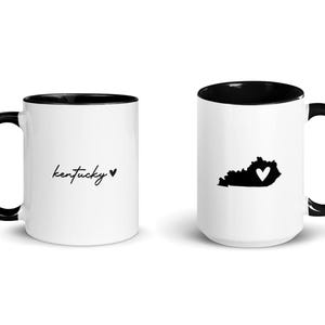 Kentucky Heart Black Accent Ceramic Mug, Kentucky Gift, Kentucky Souvenir, Kentucky State Mug, Love Kentucky, Coffee Tea