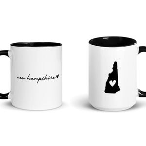 New Hampshire Heart Black Accent Ceramic Mug, New Hampshire Gift Souvenir, New Hampshire State Mug, Love New Hampshire, Coffee Tea