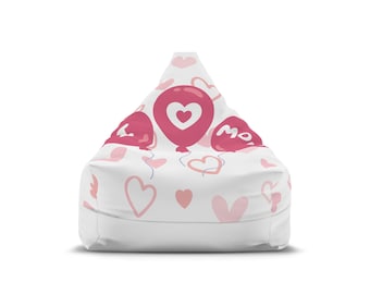 Funda para puf con globos de corazones rosas / Estampado de corazones, decoración de San Valentín