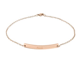 Tobillera con barra curva grabada / Tobillera minimalista personalizada