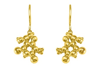 Chocolate (Theobromine) Molecule Earrings in Rose or Yellow Gold Vermeil (Heavy 18ct Plated Sterling Silver)