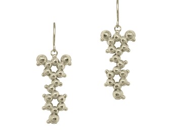 Red Wine Molecule Earrings - Resveratrol - Sterling Silver