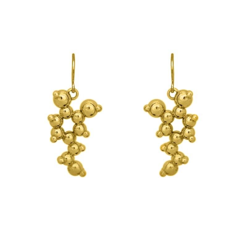 Dopamine Molecule Earrings Gold or Rose Gold Vermeil image 2