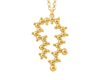 Anandamide 'Bliss' Molecule Pendant Necklace in 18ct Rose or Yellow Gold Vermeil