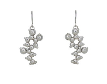 Adrenaline 3D Molecule Blackened Silver Earrings