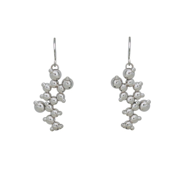 Adrenaline 3D Molecule Blackened Silver Earrings