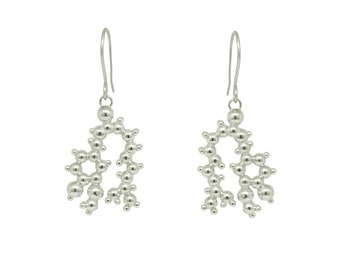 Chilli (Capsiacin) Molecule Earrings - 3D -  Sterling Silver - Chili Molecule Jewellery