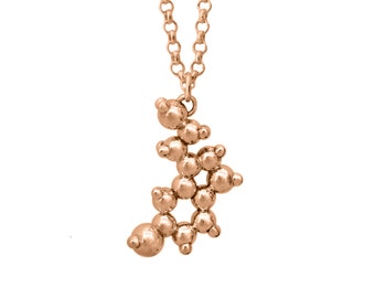 Serotonin Molecule Pendant - Rose Gold or Yellow Gold Vermeil