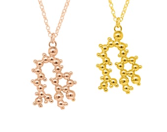 Chilli (Capsiacin) Molecule Pendant - Rose Gold or Yellow Gold Vermeil. Chili Molecule Jewellery