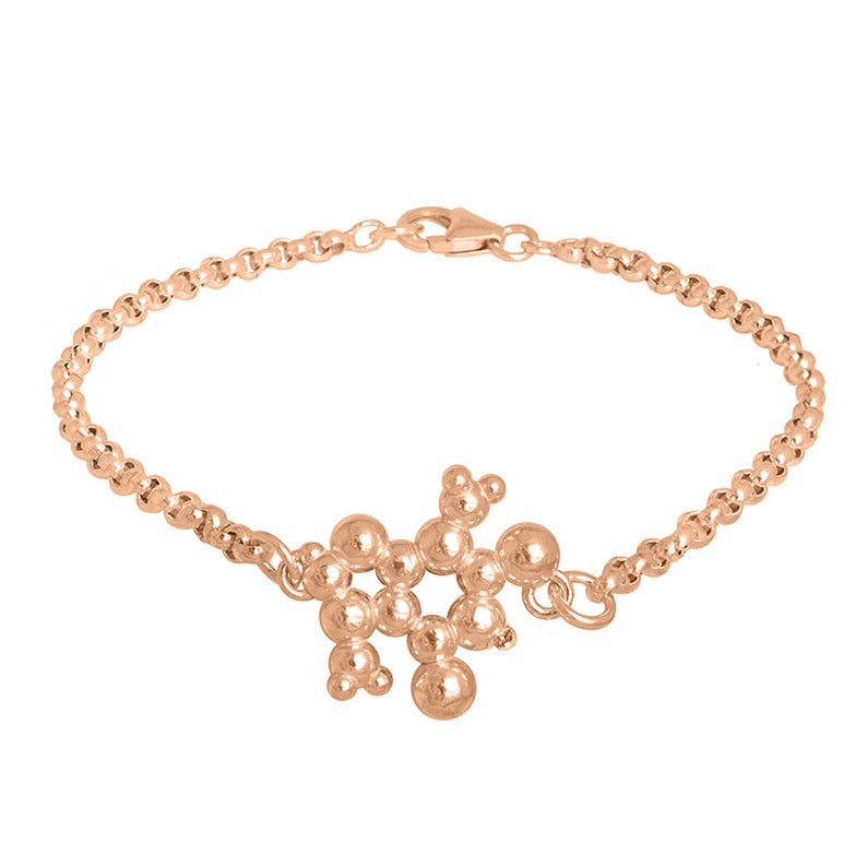 Chocolate Theobromine Molecule Bracelet in Rose or Yellow Gold Vermeil Heavy 18ct Plated Sterling Silver. Adjustable Length. image 1