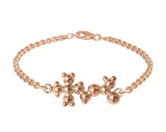 Acetylcholine Molecule (Dreaming and Memory)  Bracelet in 18ct Rose or Yellow Gold Vermeil- Single Molecule