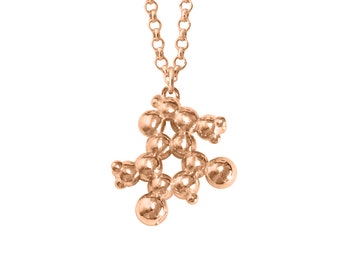 Chocolate (Theobromine) Molecule Pendant in Rose or Yellow Gold Vermeil (Heavy 18ct Plated Sterling Silver)