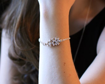 Estrogen Molecule Bracelet - Sterling Silver - Single Molecule