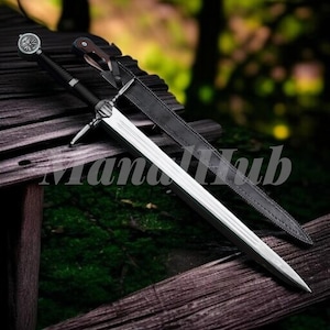 Handmade Geralt of Rivia Sword, Steel Silver Witcher Cosplay Display Blade