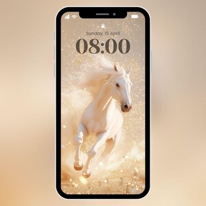 Success & Power Energy Phone Wallpaper - White Horse Feng Shui Victory, Wealth and Career Growth Digital Download, iPhone Lock Screen