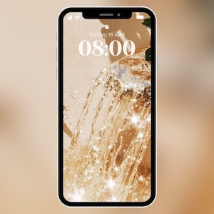 Wealth&Prosperity Energy Phone Wallpaper - Feng Shui Golden Waterfall Lock Screen, Abundance and Financial Flow Digital Download