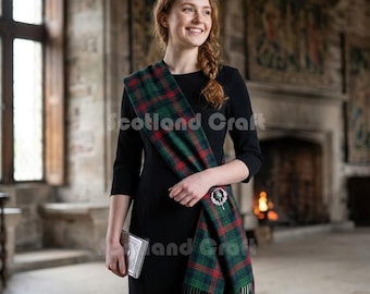Ross Hunting Tartan Hand Twilled Woman Sash - Scottish Wedding Sash - Acrylic Wool Tartan Sash For Women - 11'' Width x 90'' Length