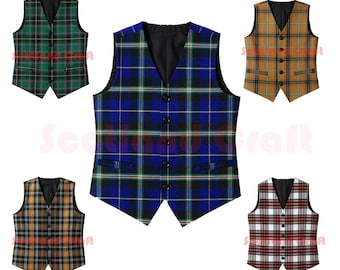 Scottish Tartan Vests Available in 200+ Tartans - Traditional Tartan Vest – Acrylic Wool, Mens Wedding Formal Wear