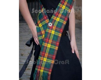 Buchanan Antique Tartan Hand Twilled Woman Sash - Scottish Wedding Sash - Acrylic Wool Tartan Sash For Women - 11'' Width x 90'' Length