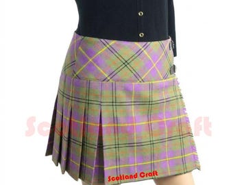 Clan Taylor Ancient Tartan Billie Skirt For Women – Scottish Handmade Acrylic Wool Ancient Taylor Tartan Mini Skirt - Parties Wear