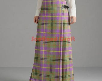 Taylor Ancient Tartan Kilted Skirt Maxi For Women - Scottish Handmade Acrylic Wool Tartan Skirt