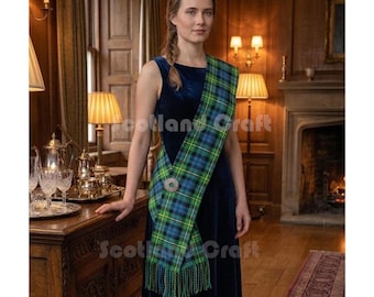 Campbell of Argyll Ancient Tartan Hand Twilled Woman Sash - Scottish Wedding Sash - Acrylic Wool Tartan Sash For Women - 11'' x 90''