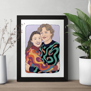 Custom Couple Portrait, Unique Digital Gift for Loved Ones, Couple Memory Digital Gift, Personalized Print, Personalized Gift - Home Decor