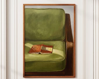 Silent Reading Poster, Moss Green Palette, Reading Nook Decor (Digital Download)