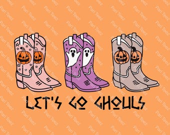 Let's Go Ghouls PNG SVG, Halloween cowboy, Ghost Sticker, Howdy Halloween, Cowgirl Boots Western, Halloween png, Western Png, Spooky Season