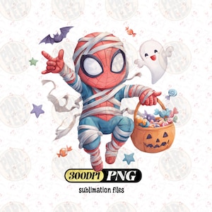 Spider Superhero Halloween PNG - Kids Sublimation Design (Digital Download)