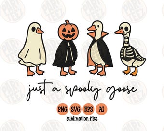 Spooky Goose PNG, Halloween Goose Sublimation, Halloween Png, Funny Skeleton Goose, Retro Goose Halloween Design
