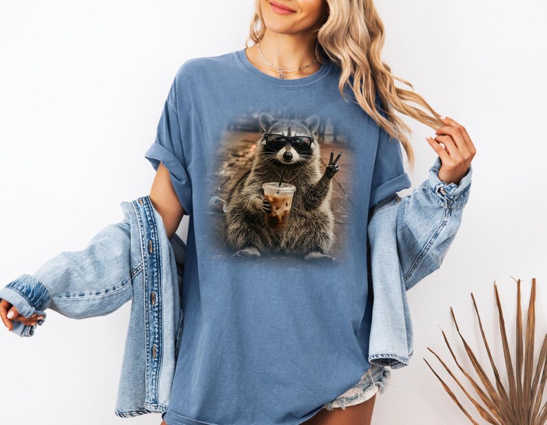 Raccoon iced coffee design perfect for sublimation and digital prints