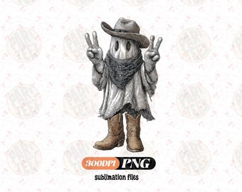 Halloween Cowboy Ghost PNG: Western Sublimation Design (Digital Download)