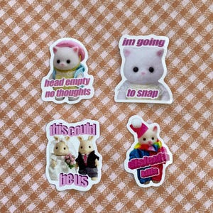 Wasserdichter, wiederverwendbarer, niedlicher Tieraufkleber, meme Aufkleber zum Basteln oder Verschenken, Geschenk für Mädchen, kawaii stationär, lustiges Geschenk, rosa Aufkleber