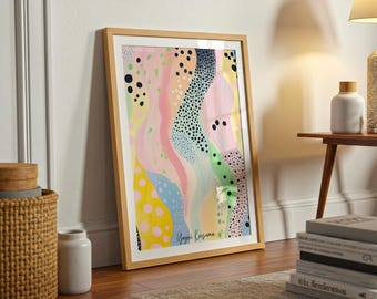 Yayoi Kusama Inspired Art Print: Pastel Polka Dot Abstract, Modern Japanese Style
