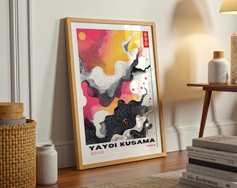 Yayoi Kusama Exhibition Poster: Colorful Japanese Wall Art