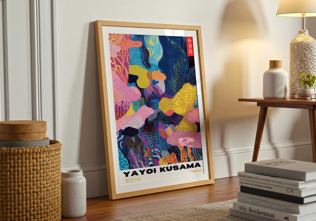 草間彌生ポスター：カラフルな抽象的な水玉模様 - Etsy 日本