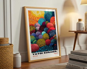 Pôster Yayoi Kusama: Impressão artística japonesa com bolinhas coloridas