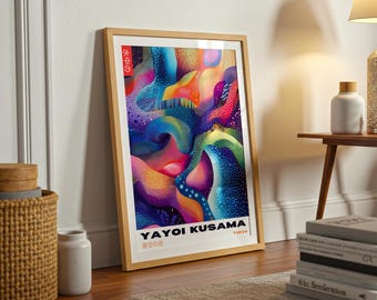 Yayoi Kusama Exhibition Poster: Colorful Japanese Wall Art