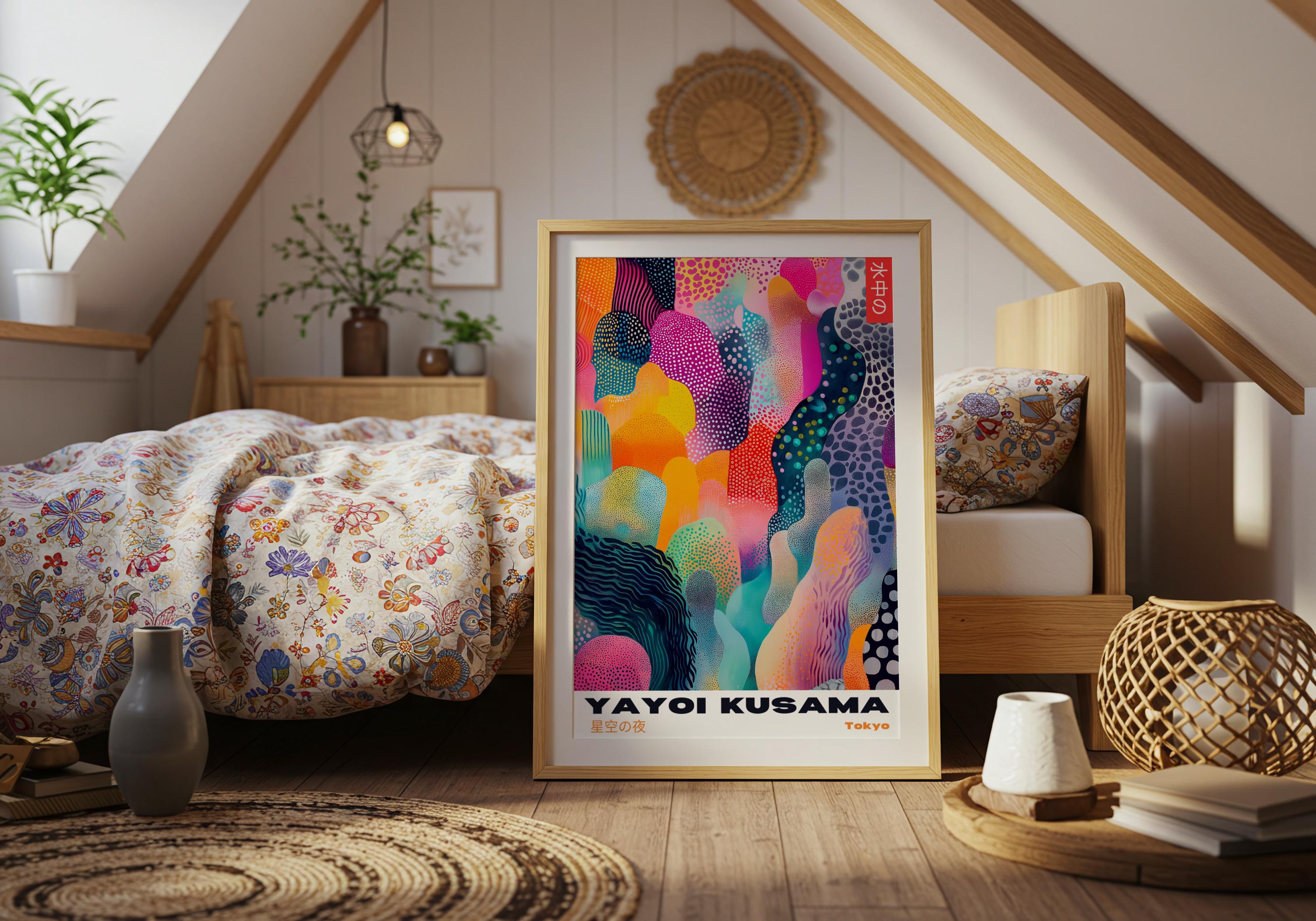 草間彌生展ポスター：カラフルな抽象的な水玉模様 - Etsy 日本