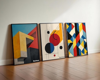 Bauhaus Poster Set: Geometric Abstract Art Prints, Modernist Decor