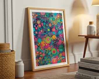 Yayoi Kusama Inspired Print: Neon Polka Dot Art