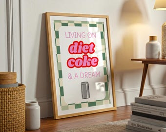 Diet Coke Poster: Retro Pastel Kitchen Art Print