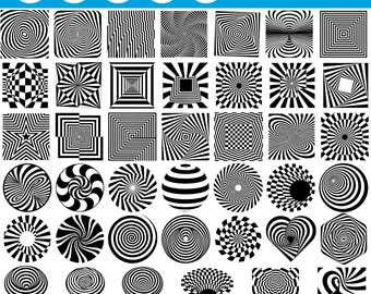 Optical Illusion Svg Bundle, Optical Illusion Pattern, Geometric pattern, Optical Illusion clipart Png, Hypnosis Spiral Svg, Swirl Svg