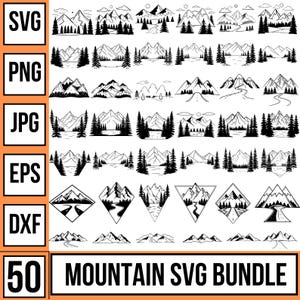 Mountain Svg Bundle, Mountains Svg, Forest Tree Svg, Mountain Svg Hand Drawn, Outdoors Adventure Svg, Landscape Svg, Nature Svg