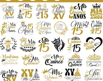 Mis Quince SVG Bundle, Quinceañera Svg for Cricut, Latina Girl Svg, 15th Birthday Clipart, Quince Party Decor, Instant Download, Cut File