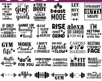 Fitness SVG, Palestra SVG, Maglietta da allenamento SVG, Motivazionale SVG, Pacchetto PNG Workout SVG per mamma lottatrice, Ragazza in palestra SVG, Allenamento divertente SVG, Silhouette