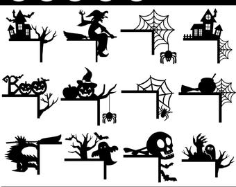 Halloween Door Corner Svg Png Bundle, Laser Cut files, Spooky House Svg, Door Trim Png, Glowforge Png, Halloween Door Hanger Svg, for Cricut