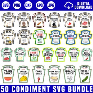 Condiment Svg Bundle, Condiment With Jesus Svg, Catch up With Jesus Svg, Relish Sweet Jesus Svg, Mayo Light Shine For Jesus Svg, Ketchup Svg